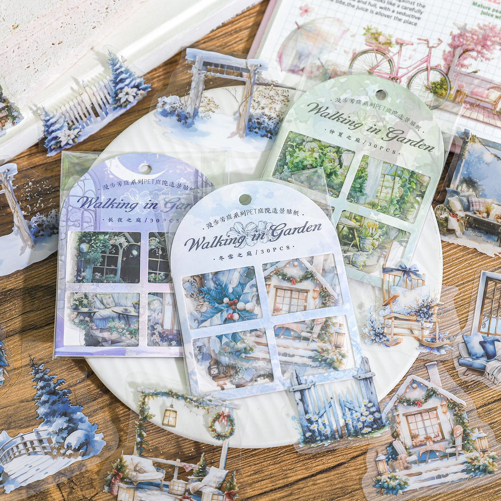 30 Pcs Garden Theme PET Sitkcers MBFT