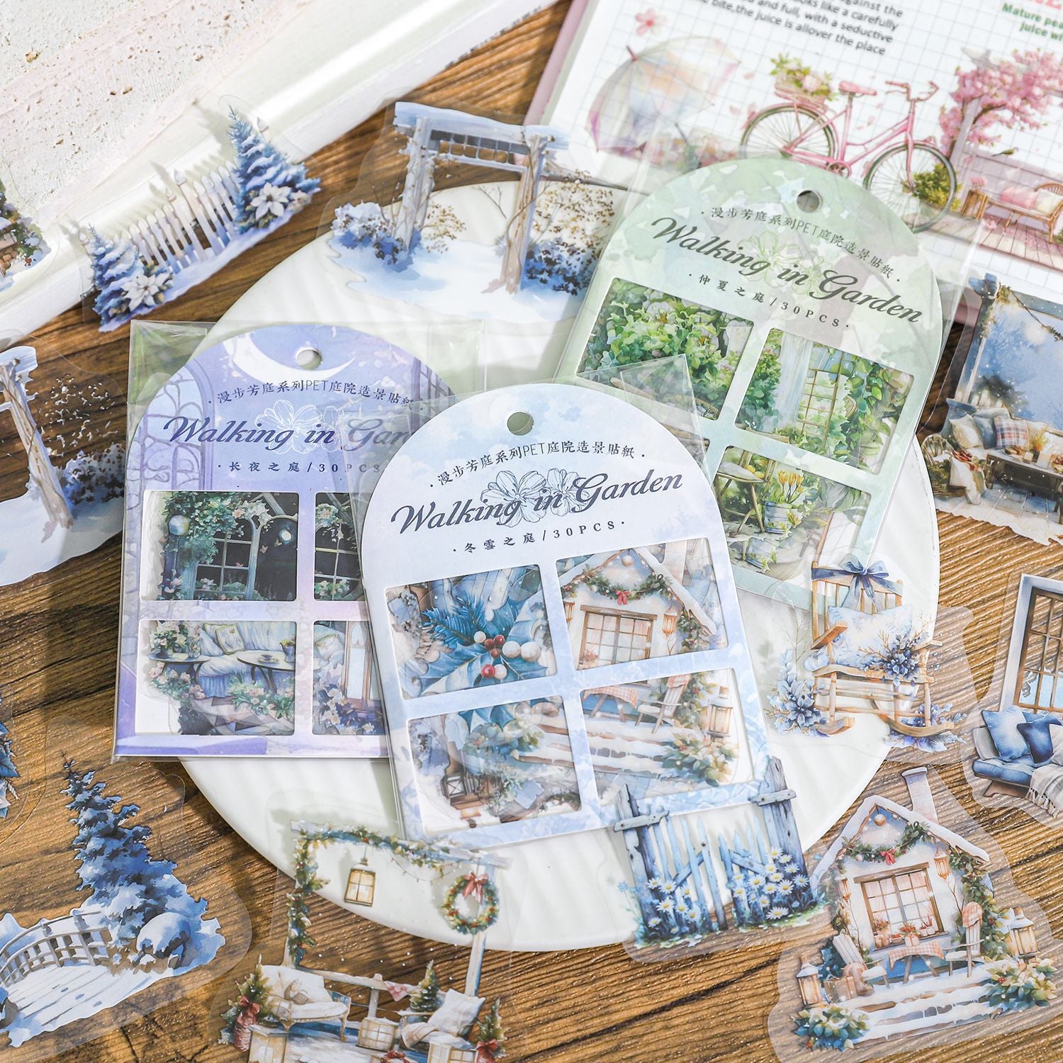 30 Pcs Garden Theme PET Sitkcers MBFT
