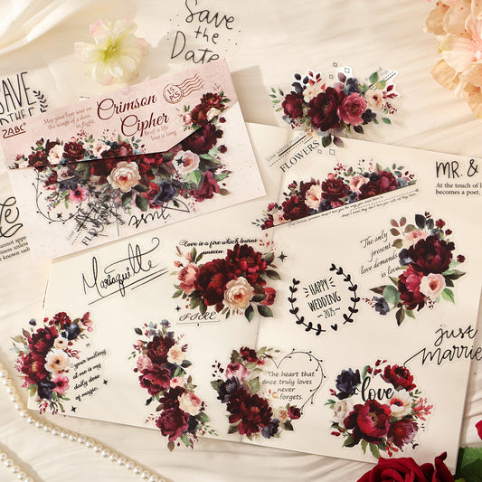 15 Pcs Flower and Words PET Stickers TYSY