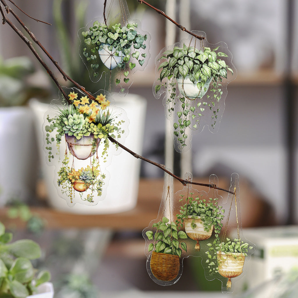 1 Roll Pre-cut Potted Plants PET Stickers Tape XDLX