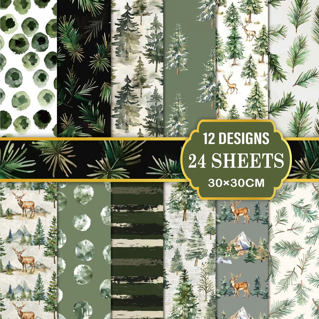 12 inch Tree Forest Scrapbook Paper Pad PAJ001