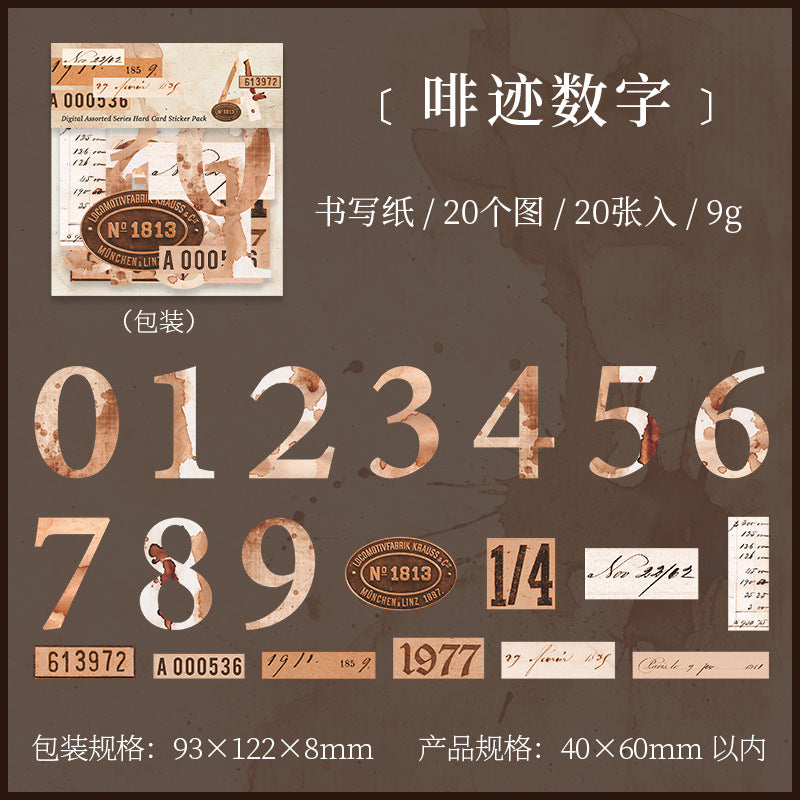 20 Pcs Vintage Number Stickers SZSJ