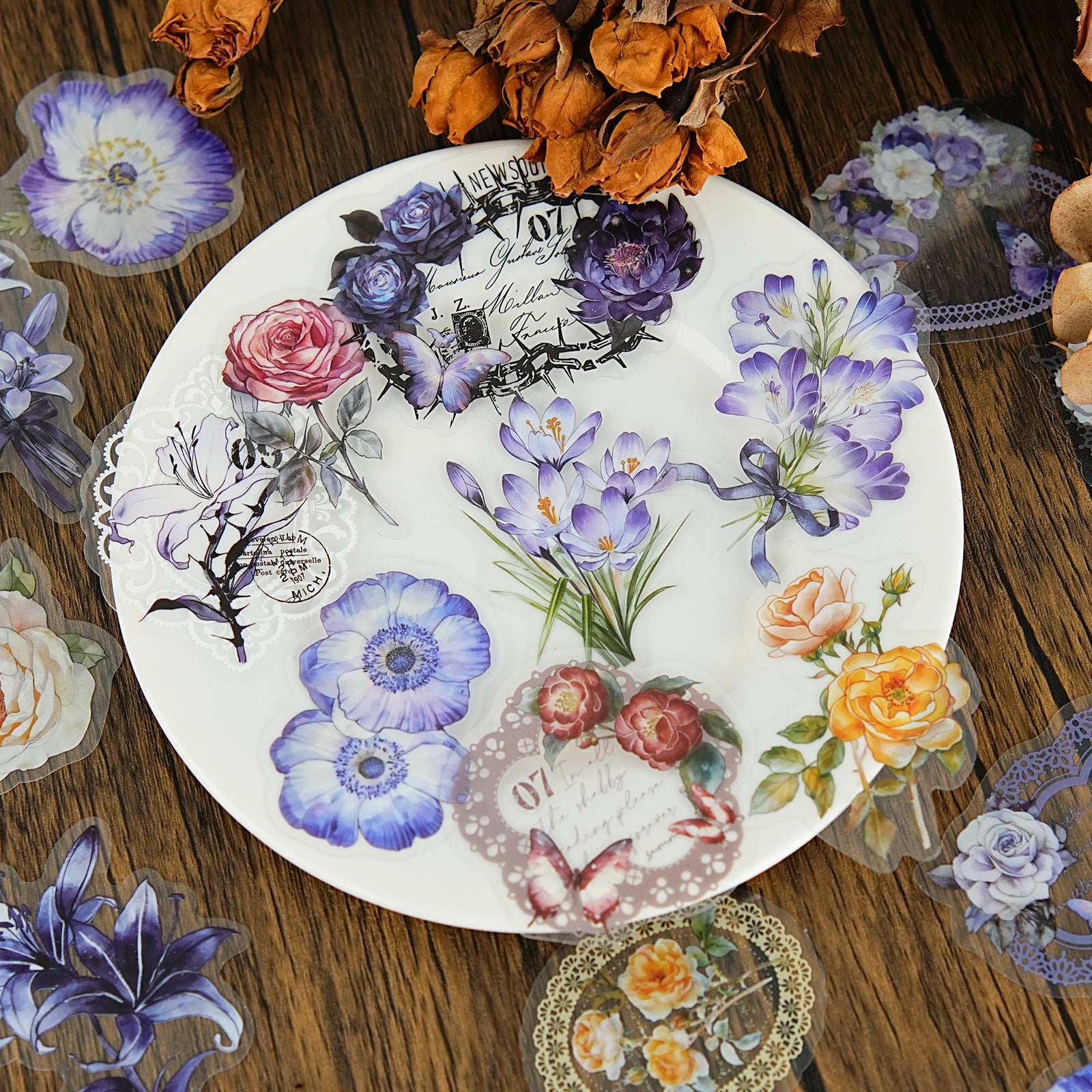 20 Pcs Flower PET Stikers YHGM