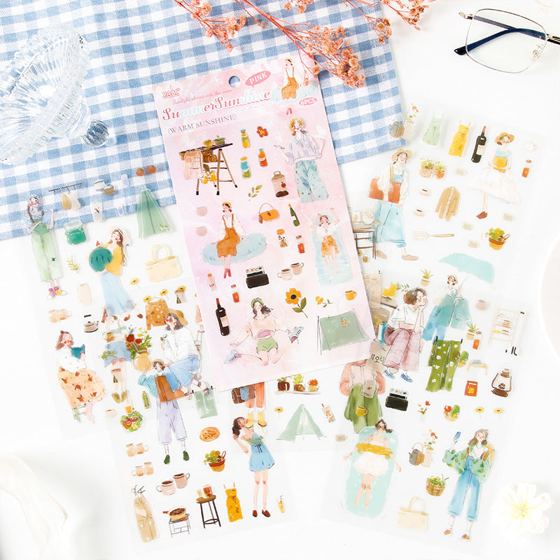 6 Sheets Seasonal Girl PET Stickers BFSG