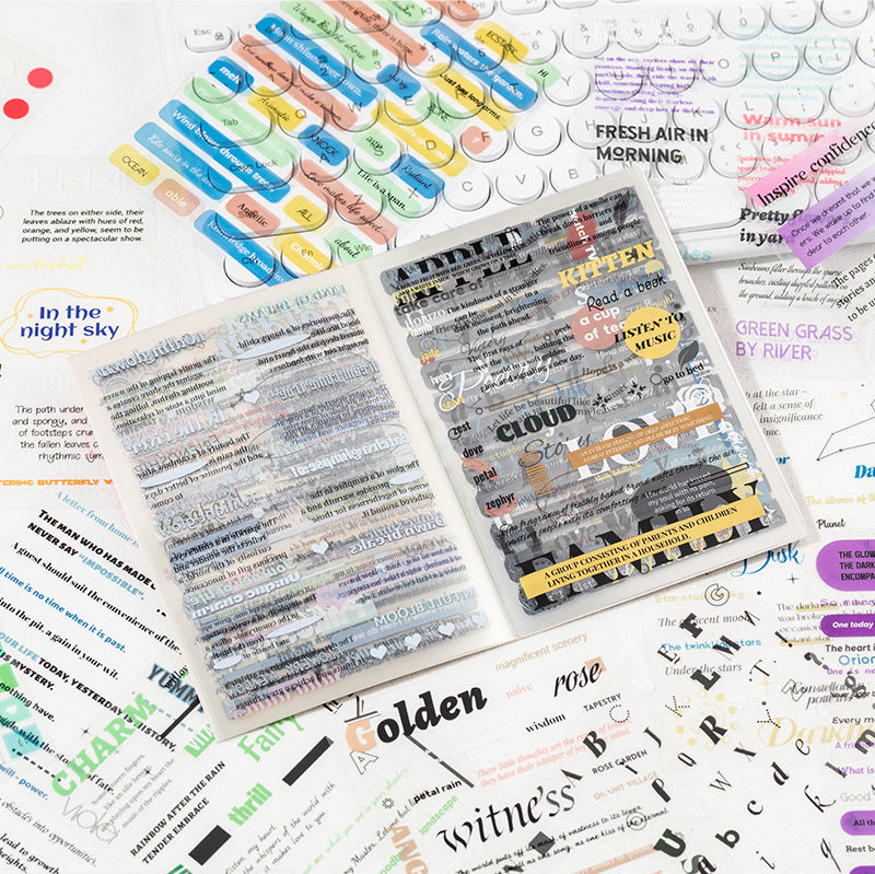 20 Sheets Quote PET Stickers Book WZZY
