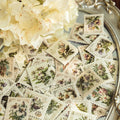 45 Pcs White Flower Postage Stamp Stickers YJLM