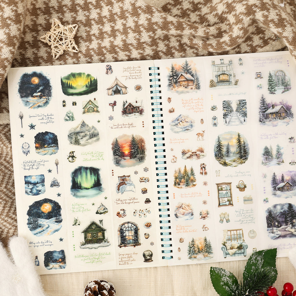 1 Roll Winter Aurora Themed PET Stickers Tape YDCX