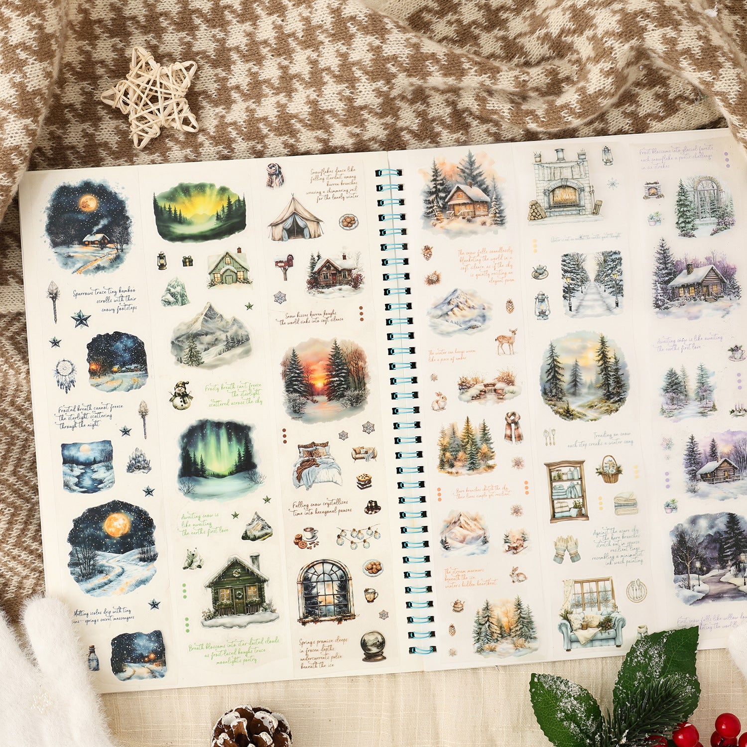 1 Roll Winter Aurora Themed PET Stickers Tape YDCX