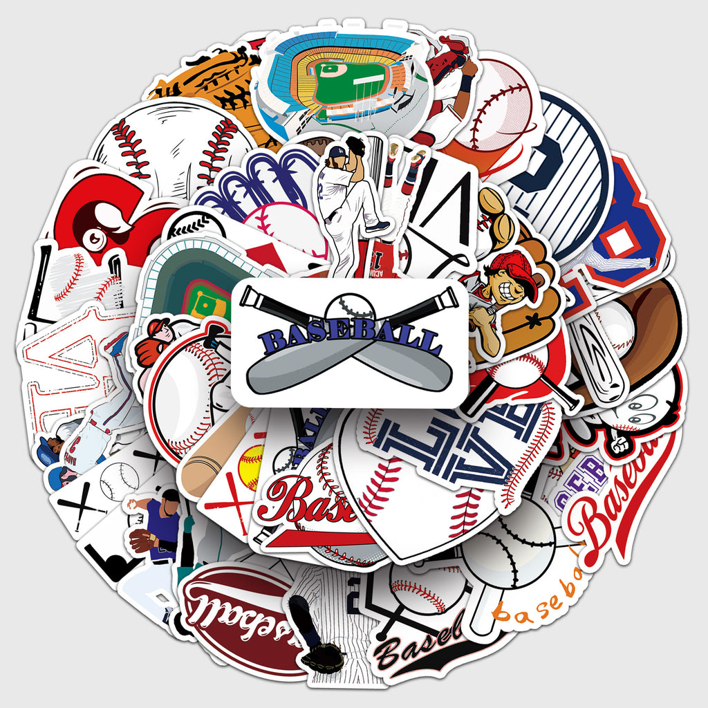 50 Pcs Vinyl Baseball Stickers BQ398