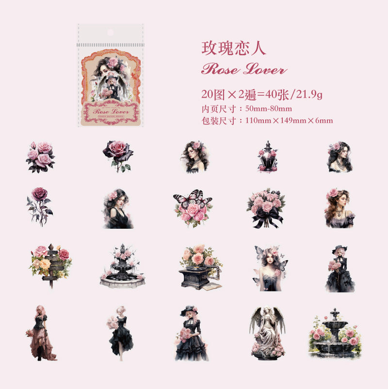 40 Pcs Dark Magic Theme PET Stickers JJZY