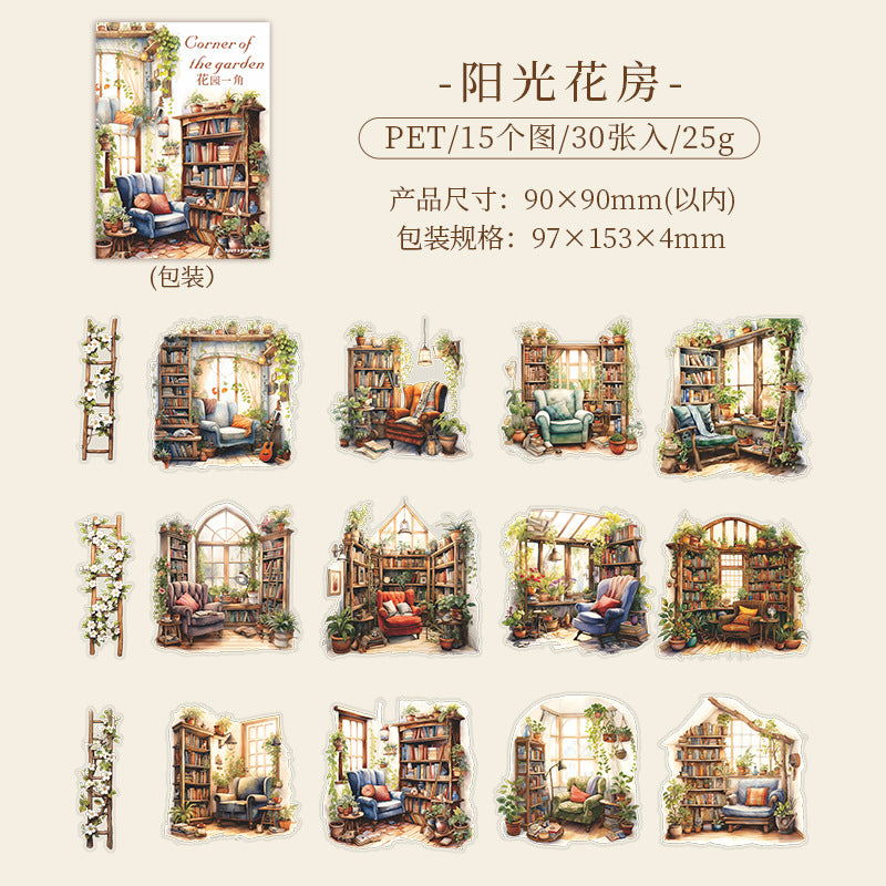 30 Pcs Garden Theme PET Stickers HYYJ