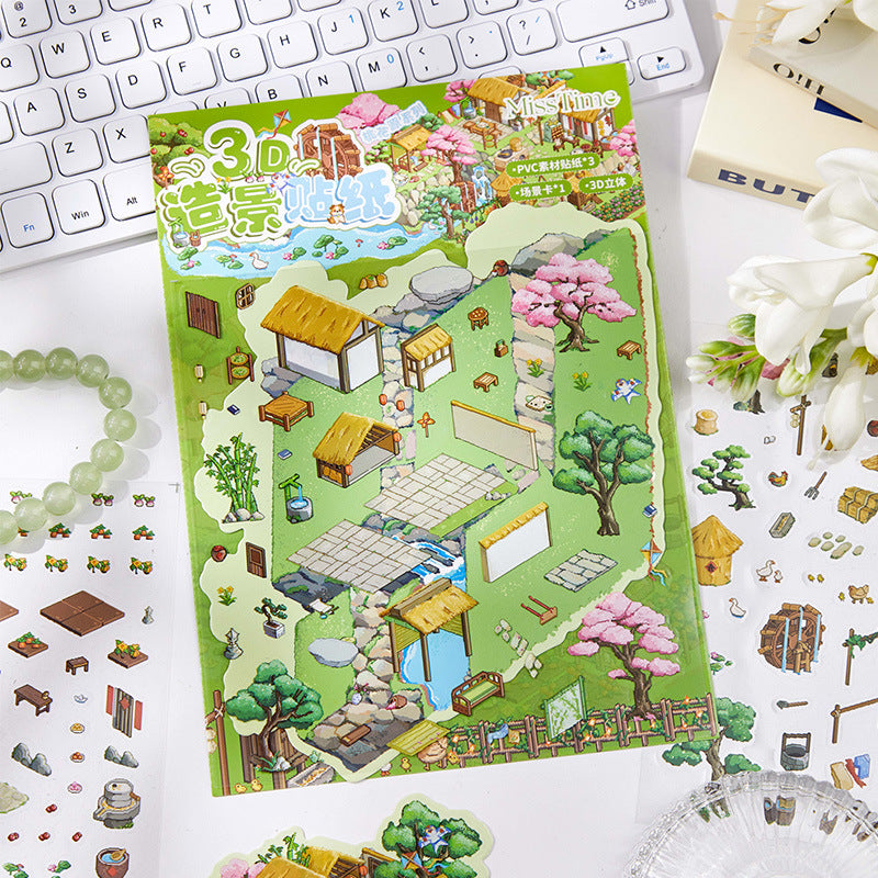 3D Garden Farm Scene DIY Stickers Kit with Tweezer THYJ