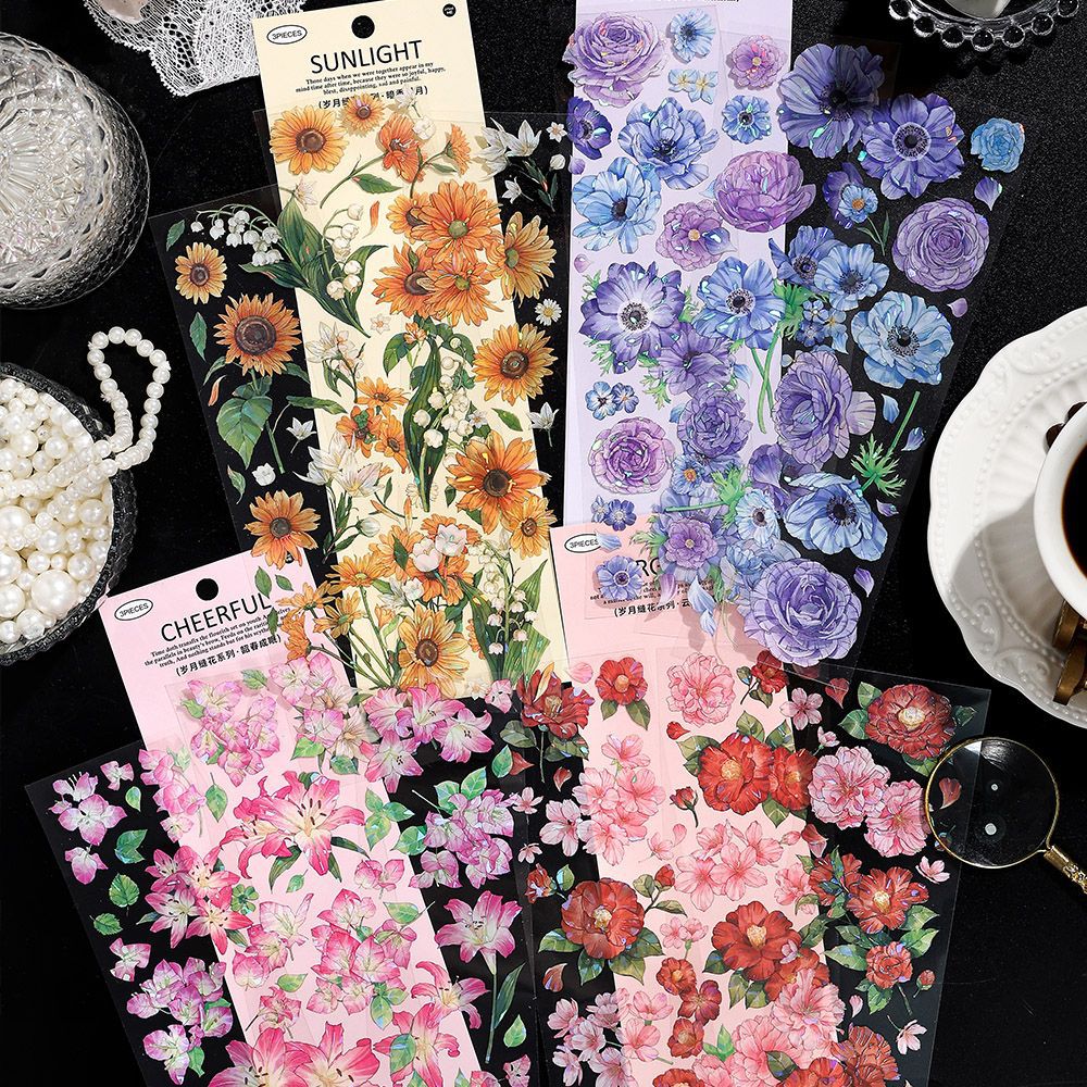 3 Pcs Flowers PET Stickers SYFH