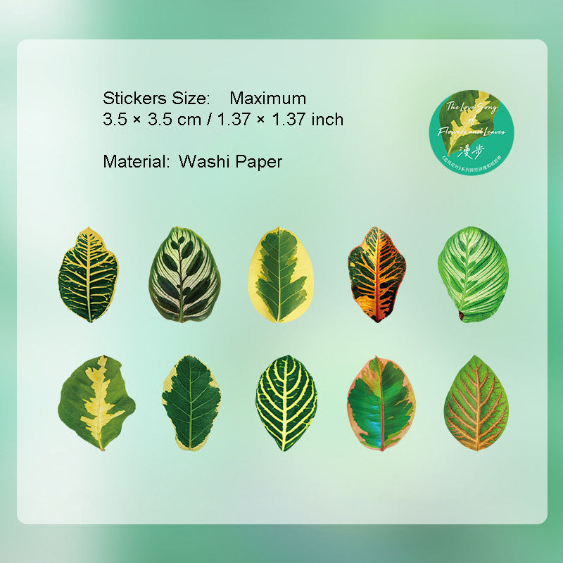 50 Pcs Petal Leaf Washi Stickers XXDLY