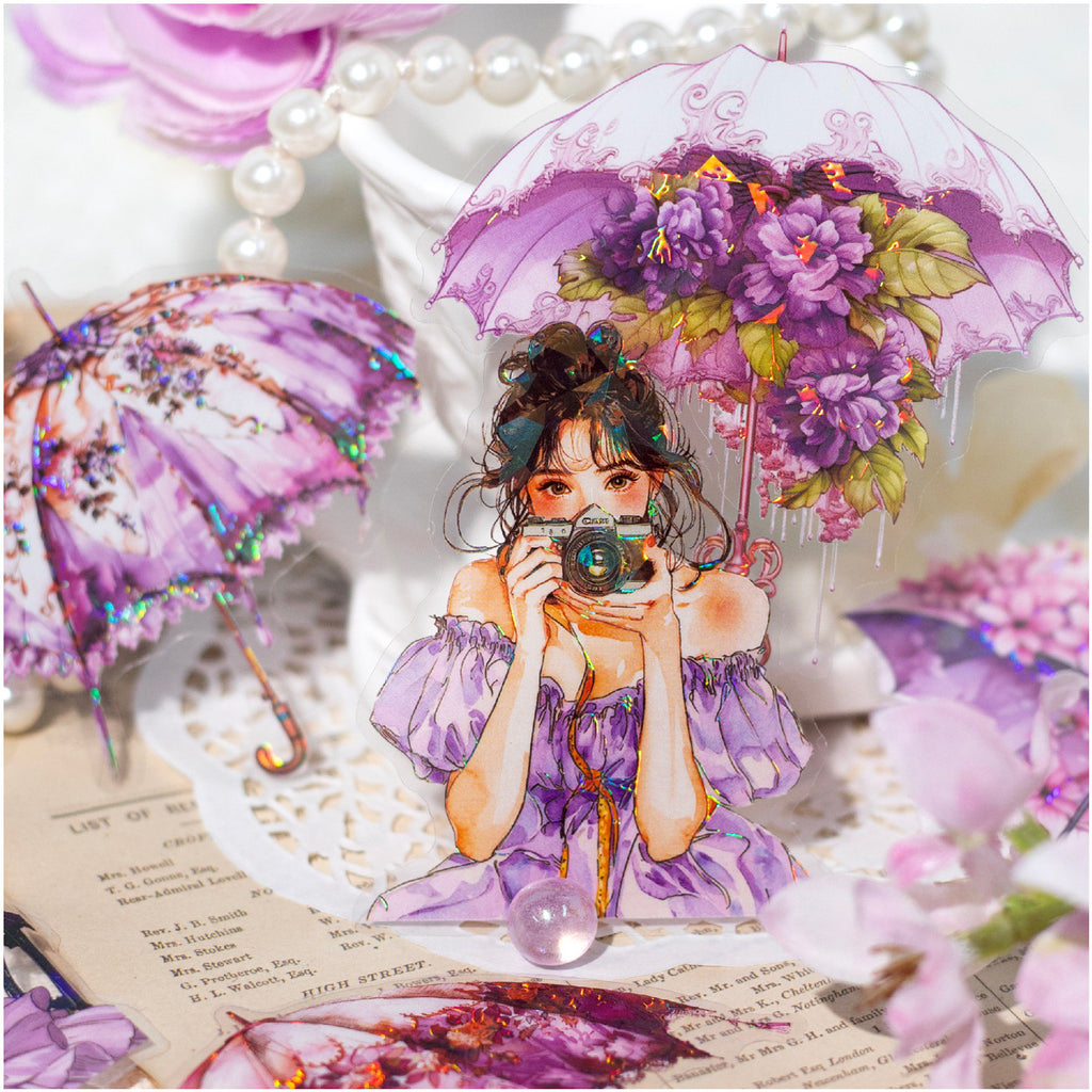 10 Pcs Umbrella Girl PET Stickers QSYJ