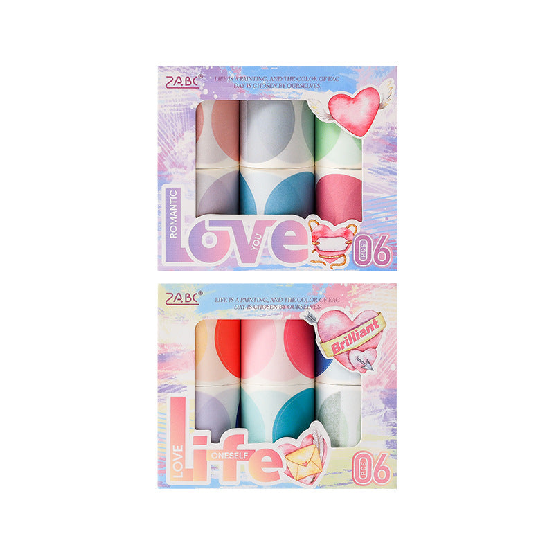 6 Rolls Morandi Dot Washi Plannrr Stickers Tape LMXC