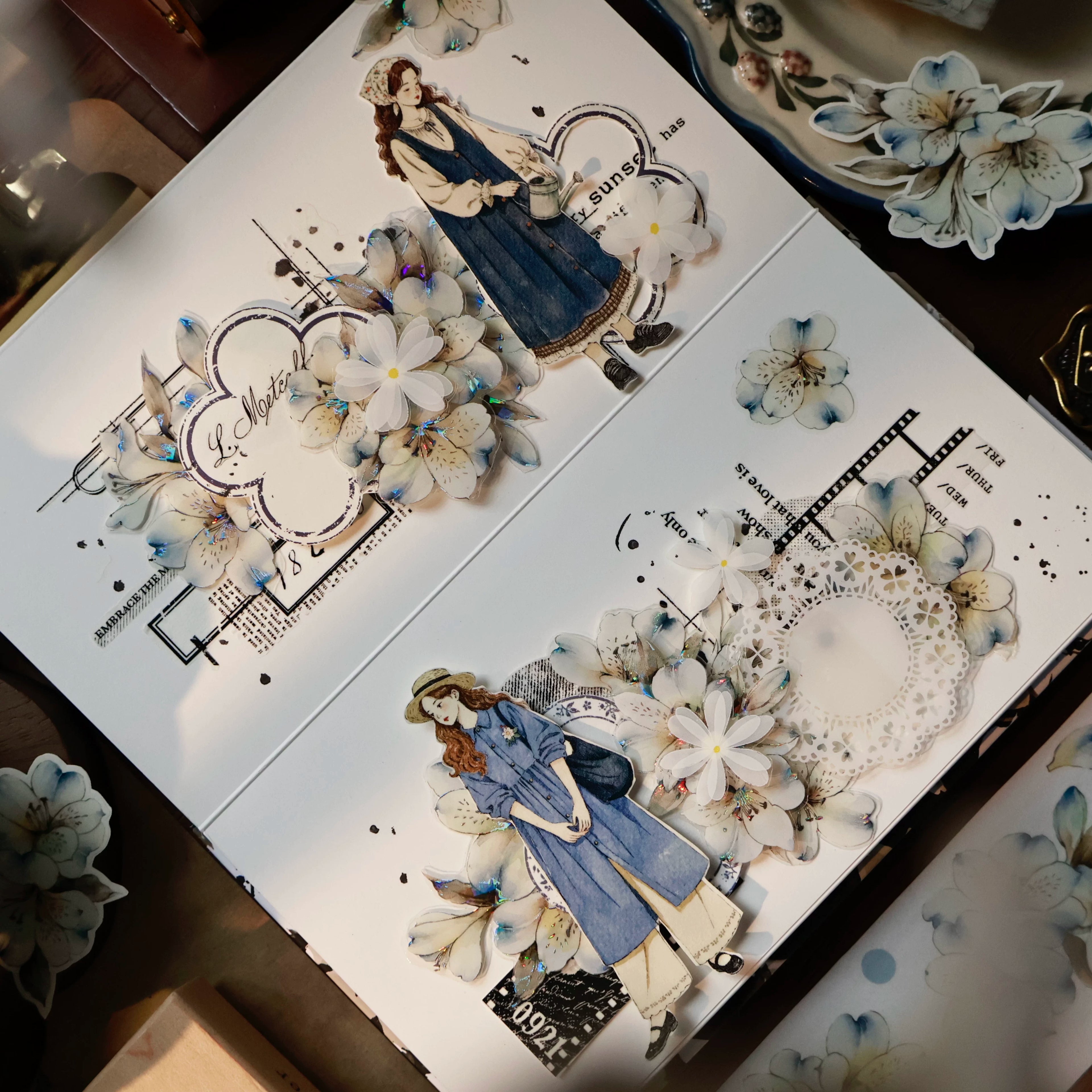 Floral Decorative Tape Rolls- Blue Haven