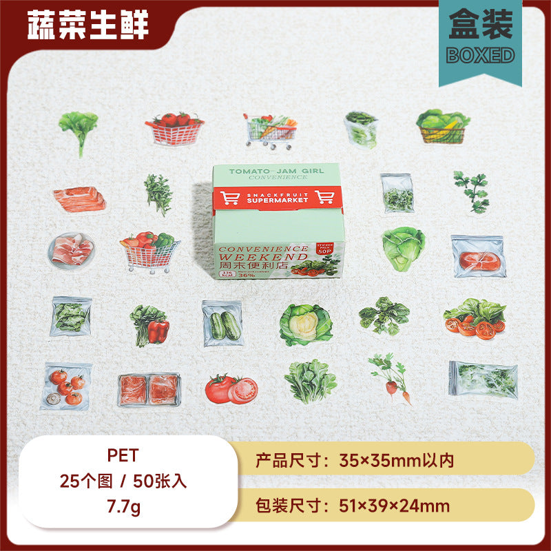 50 Pcs Snack Theme PET Stickers ZMBLD