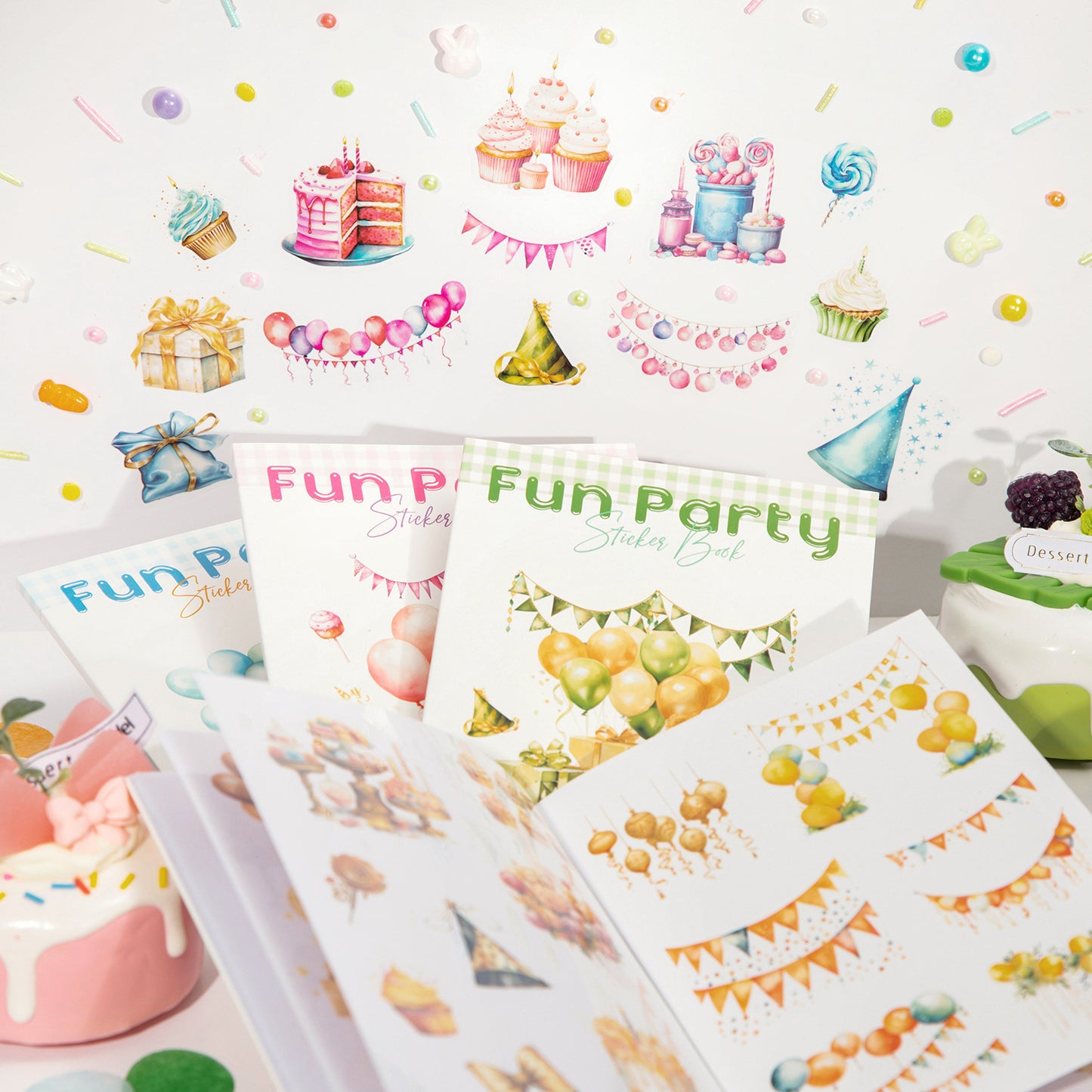 20 Sheets Party Theme PET and Washi Stickers Book HLPD