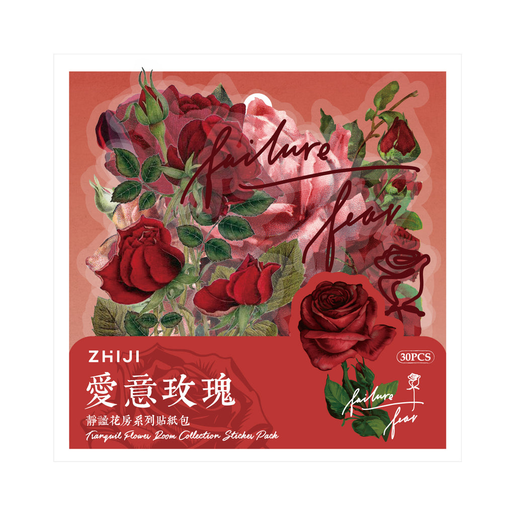 30 Pcs Vintage PET Flower Stickers JMHF