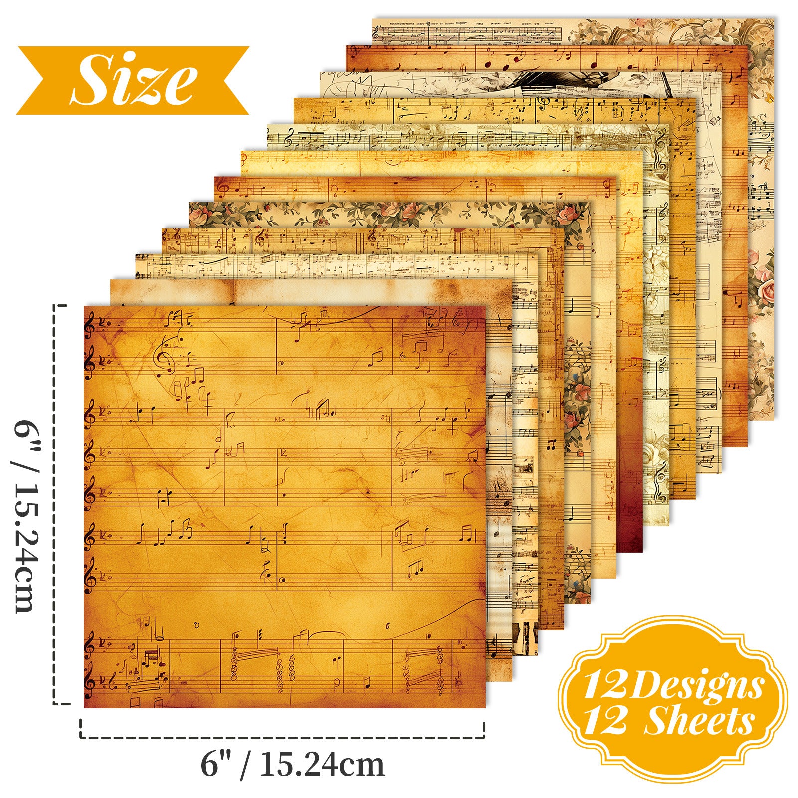 6 inch Music Sheet Scrapbook Paper Pad PA838