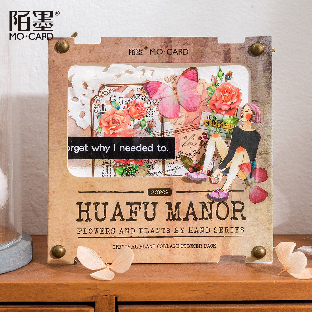 30 Pcs Flower Quote PET Stickers HYZWSZ