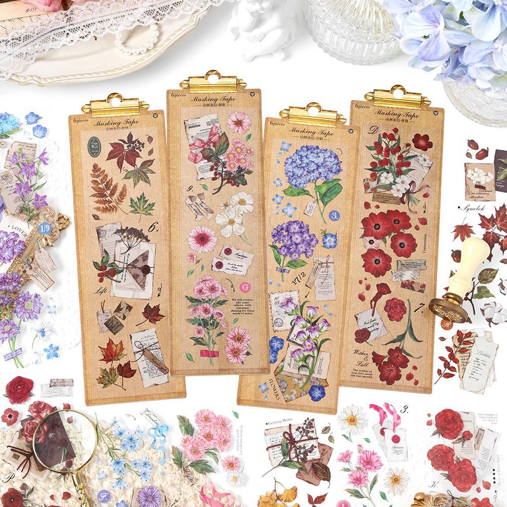 6 Sheets Flower PET Stickers SLLX