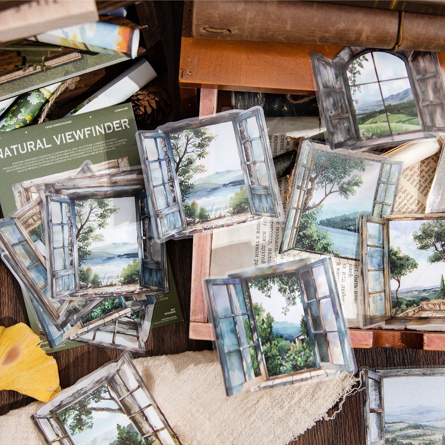 20 Pcs Window Landscape PET Stickers ZRQJQ