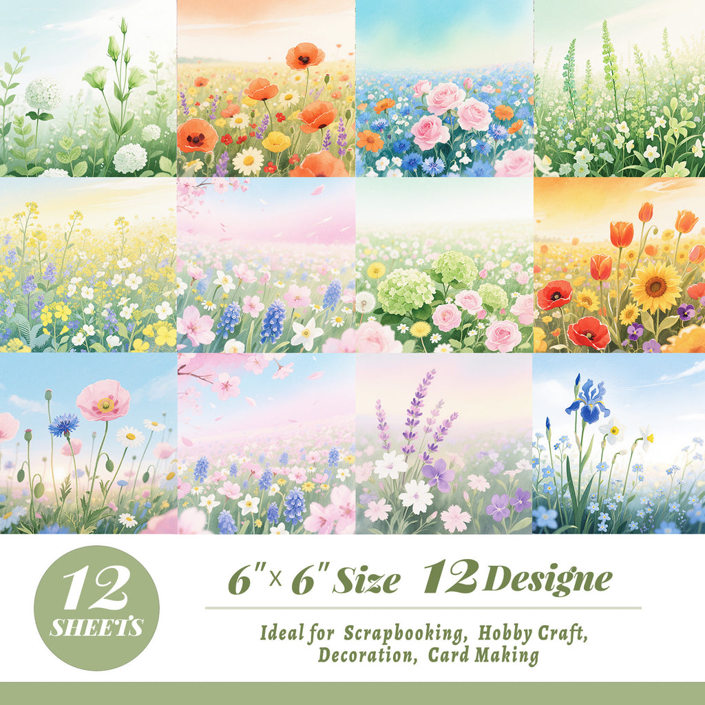 6 inch Watercolor Flower Scrapbook Paper Pad PA949
