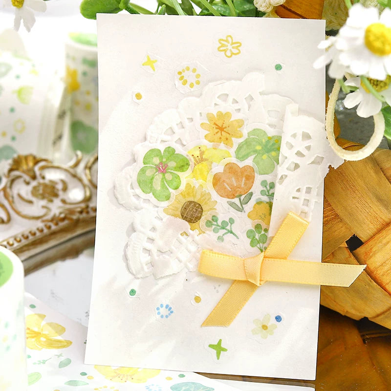 Pastel Watercolor Floral Die-Cut Washi Tape - Purple Flower