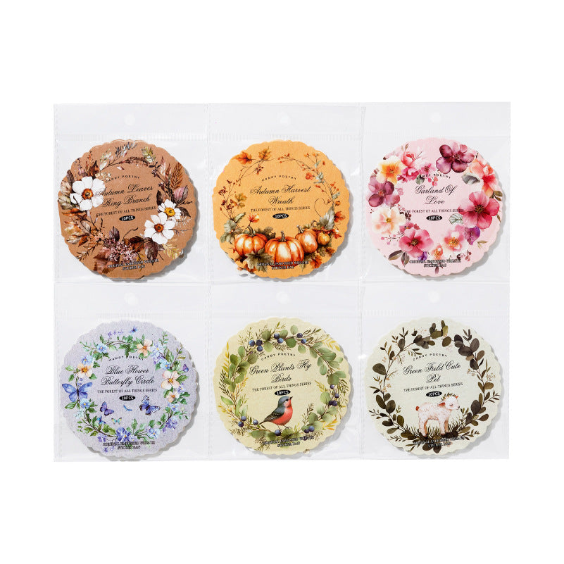 10 Pcs Wreath Themed Embossed Stickers WWZS