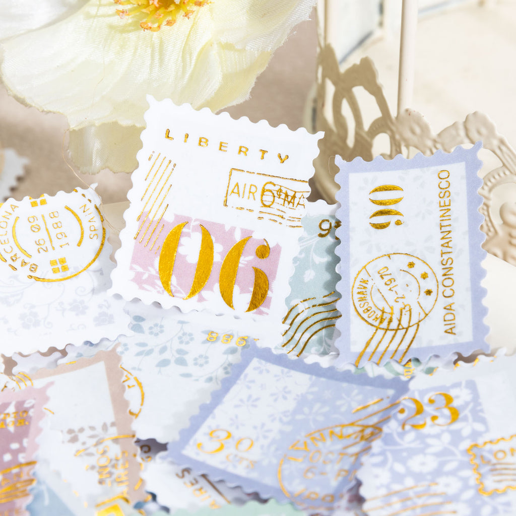 20 Pcs Floral Postage Stamp Stickers LZHY
