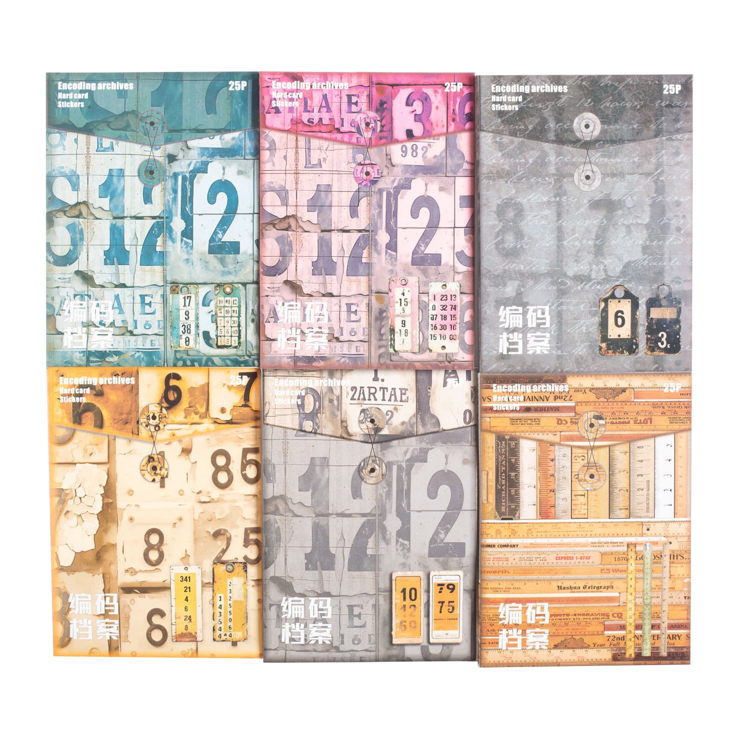 25 Pcs Vintage Number Cardstock Stickers BMDA