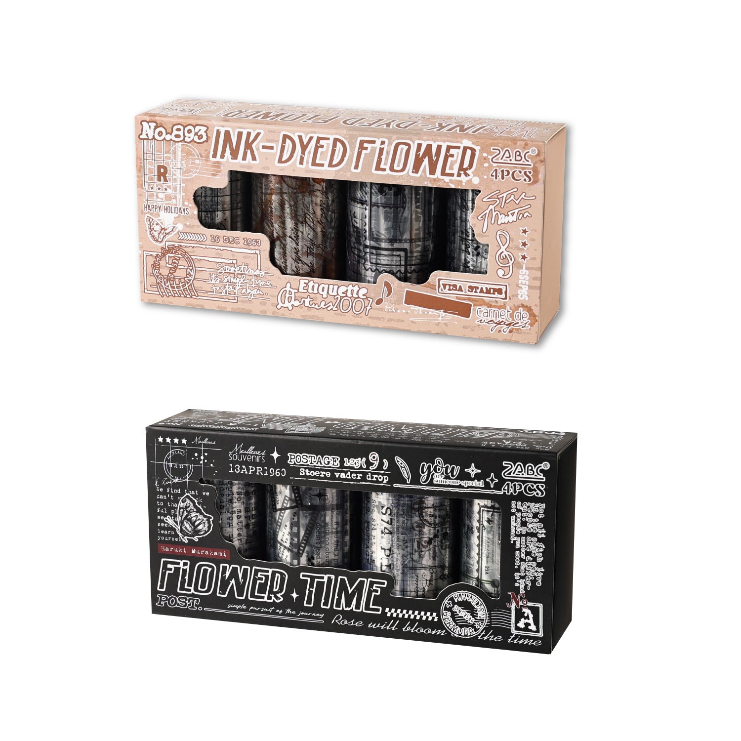 4 Rolls Vintage Letter PET Tapes Set SXWS