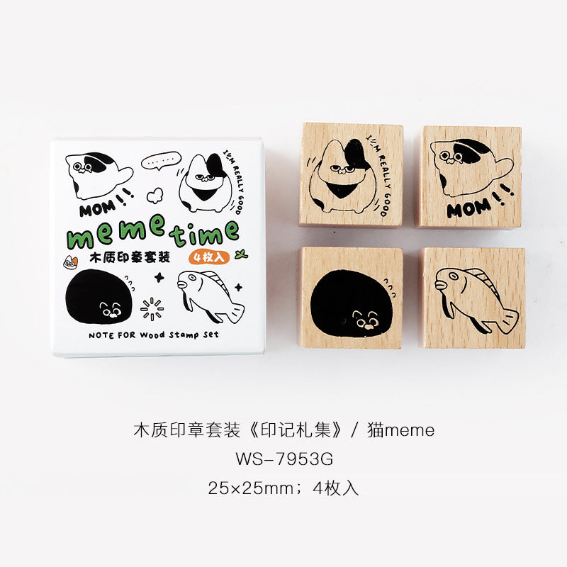 4 Pcs Wooden Stamp Kit YJZJ