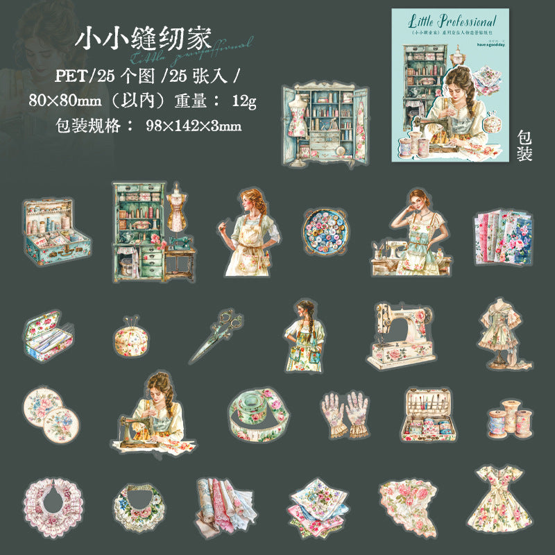 25 Pcs Business Roll PET Stickers XZYJ
