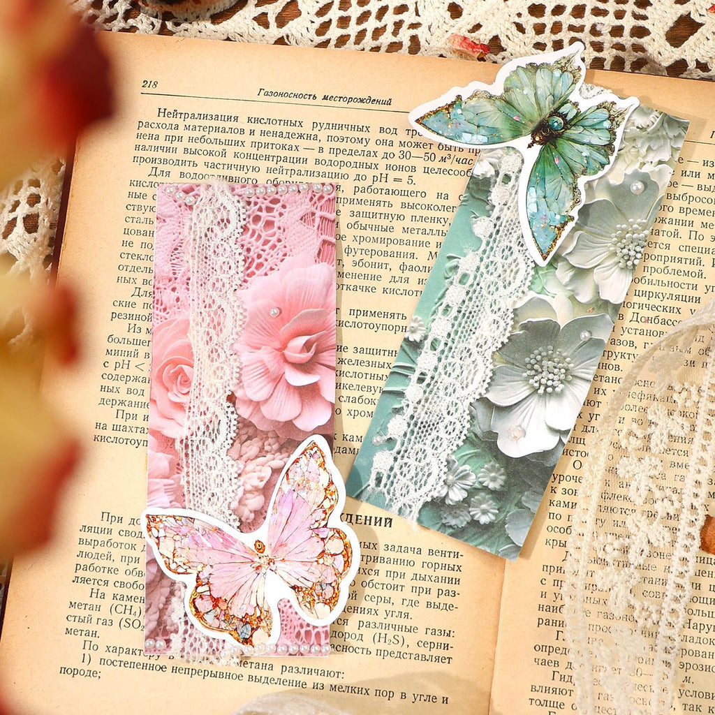 30 Pcs 3D Lace Floral Regal Blue Scrapbook Paper