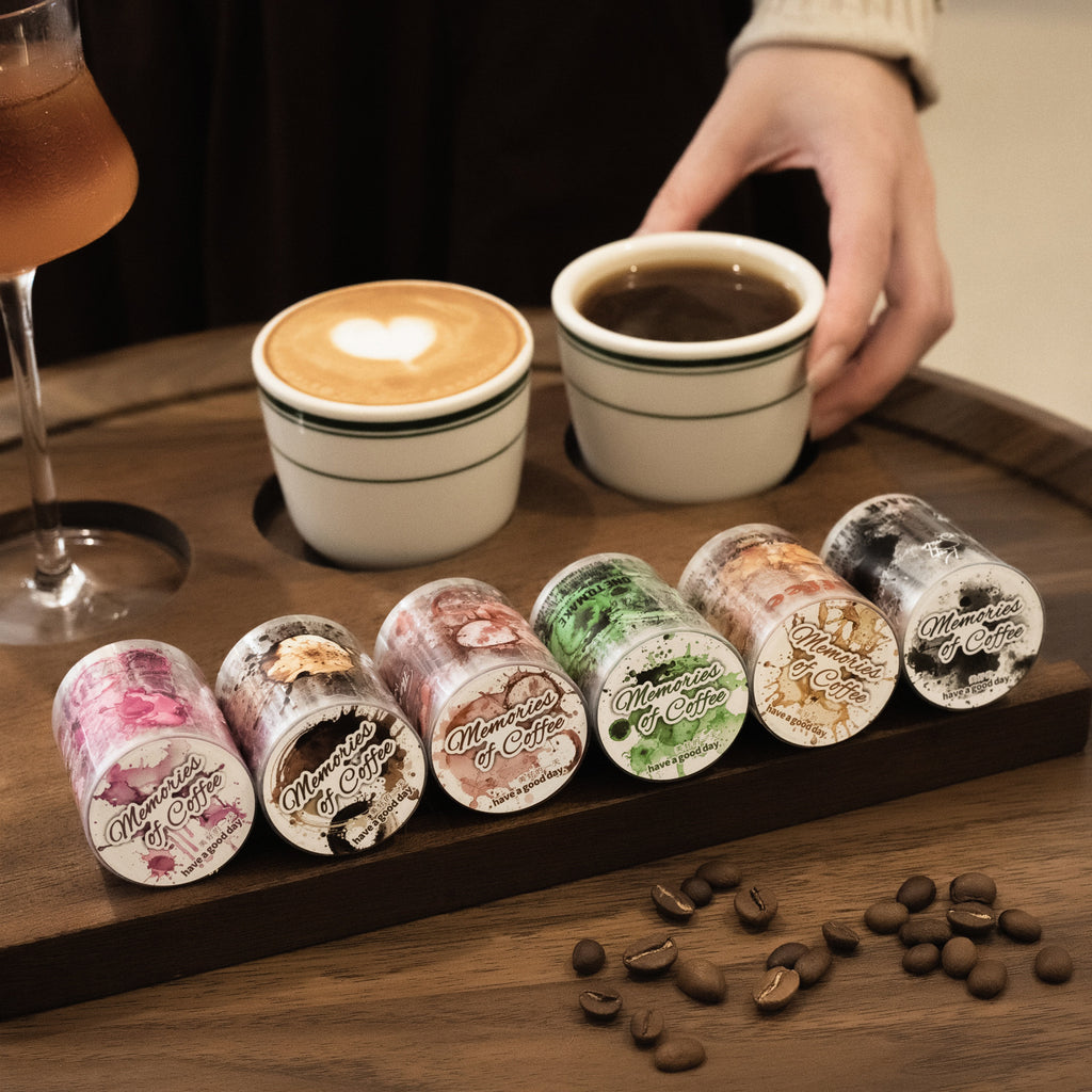 1 Roll Coffee Trace Theme PET Stickers Tape KFDJY