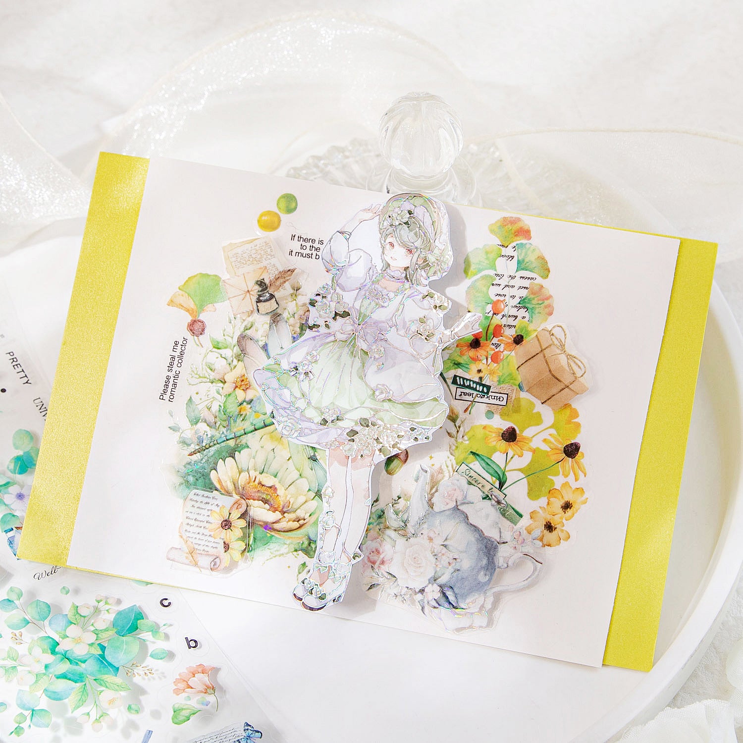 6 Pcs Plant PET Stickers XSLXL