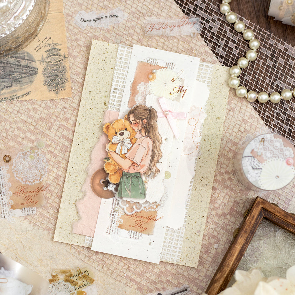 1 Roll Lace Theme PET Stickers Tape SMWR