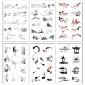6 Pcs Ink Painting Style PET Stickers SMFX