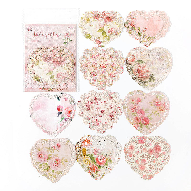 10 Pcs Floral Chintz Vintage Lace Edged Paper HKYQA