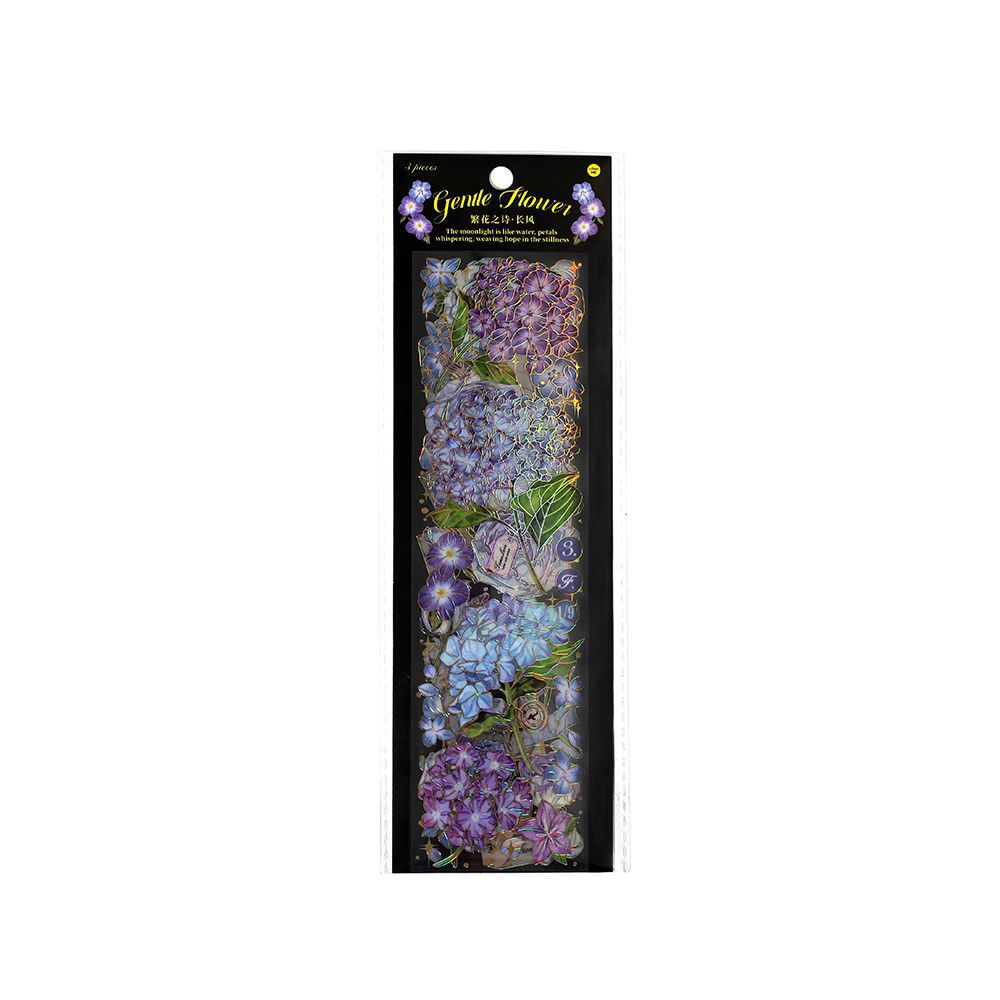 3 Sheets Flower PET Stickers Tape FHZS