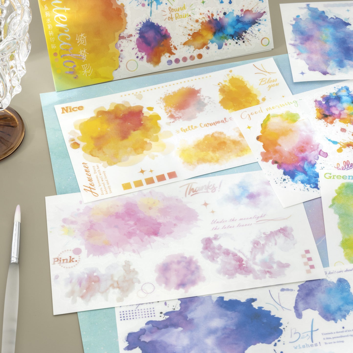 2 Sheets Watercolor Transfer Stickers LLYC