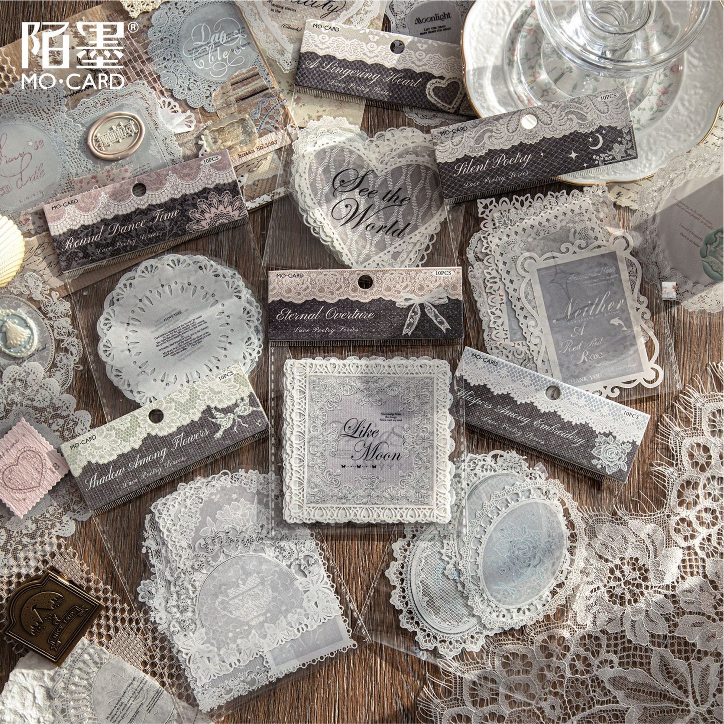 10 Pcs Lace Edged Journal Stickers LSHX