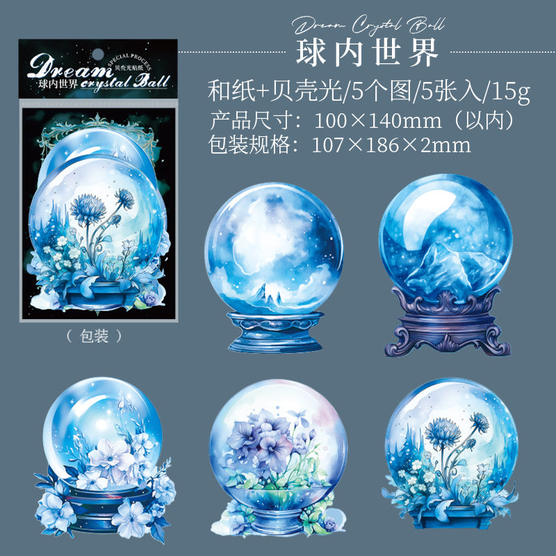 5 Pcs Crystal Ball PET Stickers MHSJ