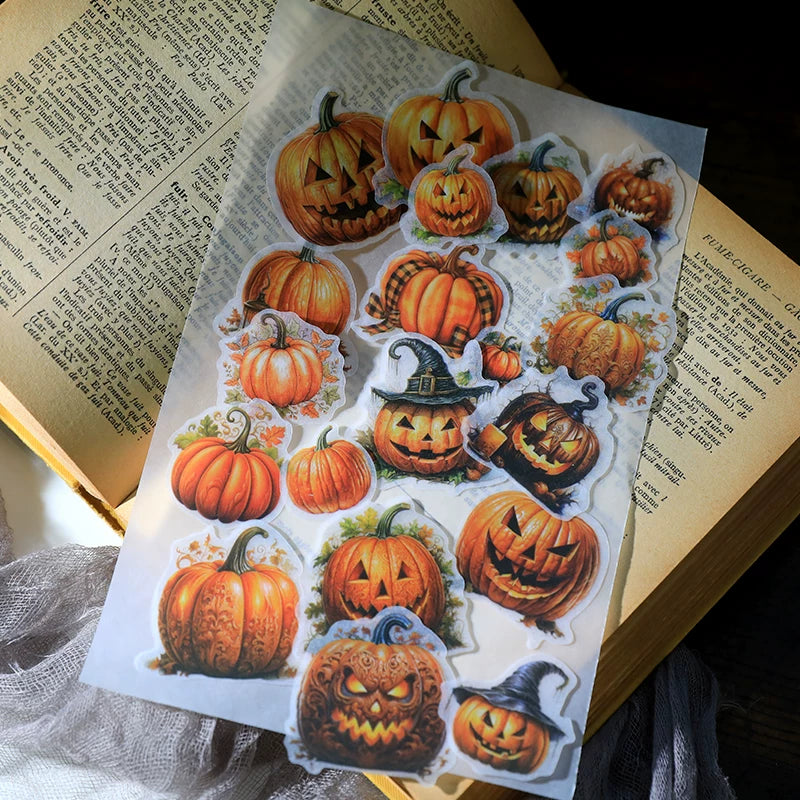 50PCS Vintage Halloween Vellum Paper Stickers