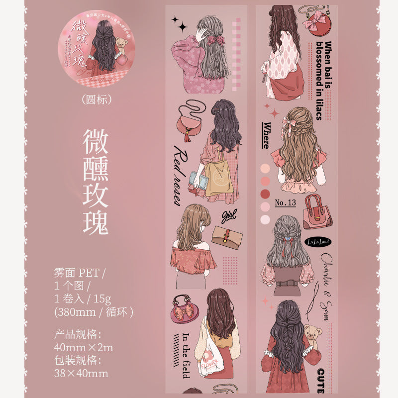 1 Roll PET Fashion Girl Stickers CNXD