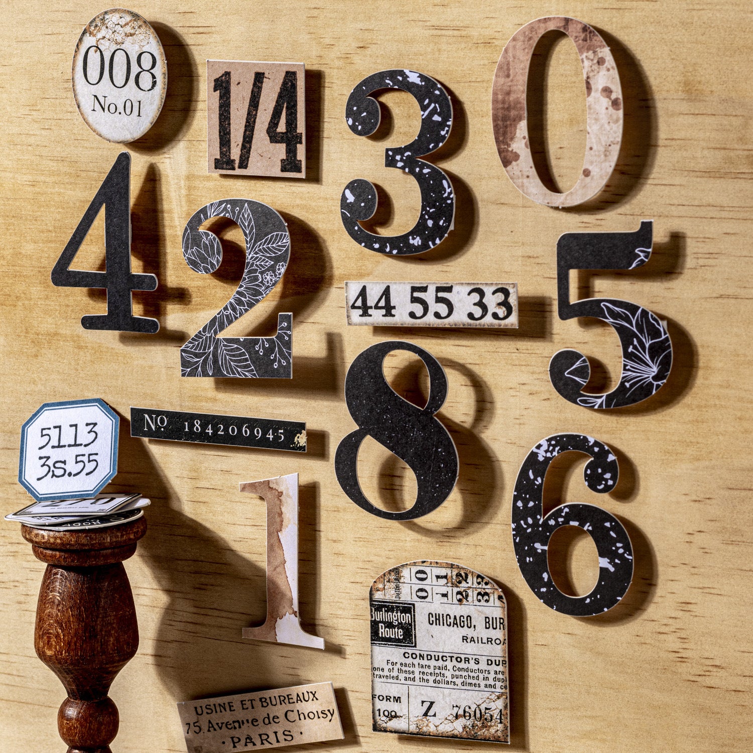 20 Pcs Vintage Number Stickers SZSJ