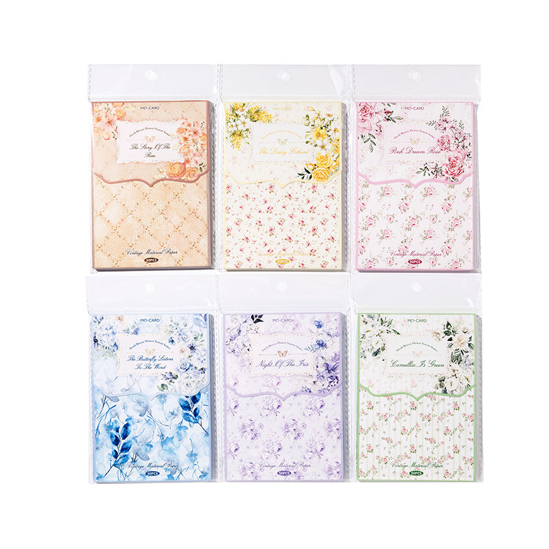 50 Pcs Basic Floral Scrapbook Paper QFHJ